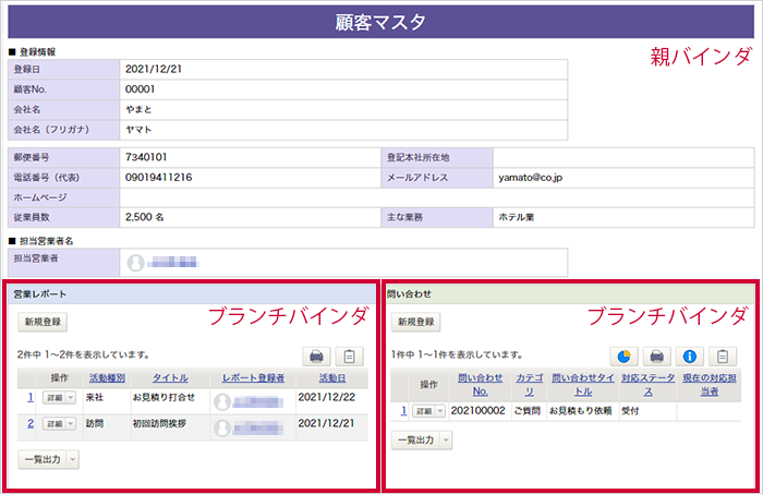 バービー様▼確認用ページ ブランチ部品を利用し参照バインダのビュー画面を表示させる方法